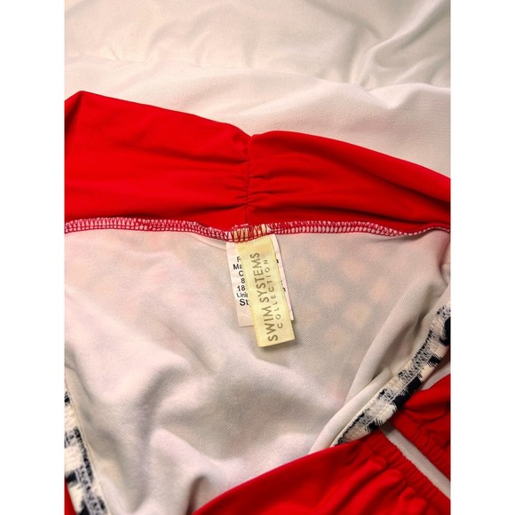Swim Systems Bikini Set Black Red White Adjustable Strap Tie Back Size S-M - Picture 8 of 11